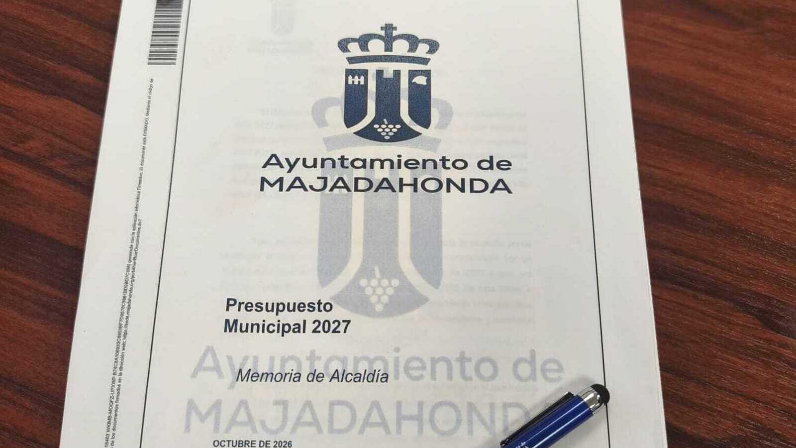 Majadahonda aumenta un 2,78 % su presupuesto para 2027